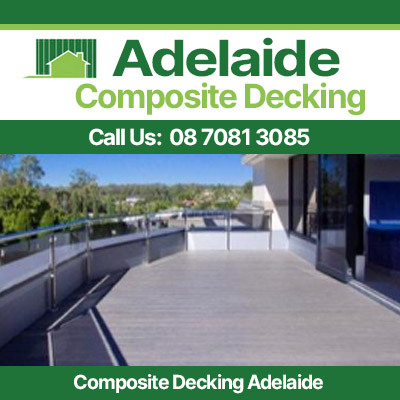 Modern composite deck installation in Adelaide featuring pale grey planks and safety railing
